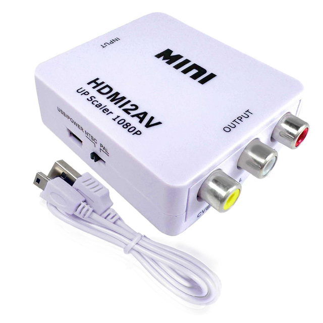 Adaptateur Unidirectionnel HDMI vers AV, Audio Stéréo et Vidéo 1080p