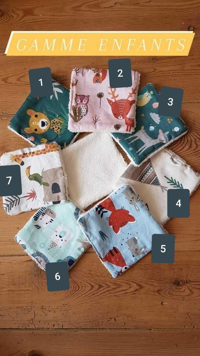Lingettes de toilette enfants (modèles aux choix)