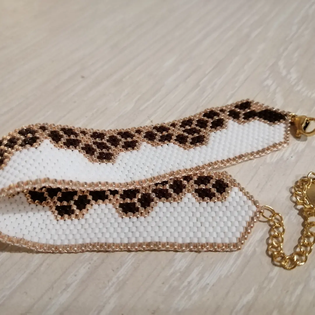 Bracelet manchette, cube chocolat et or