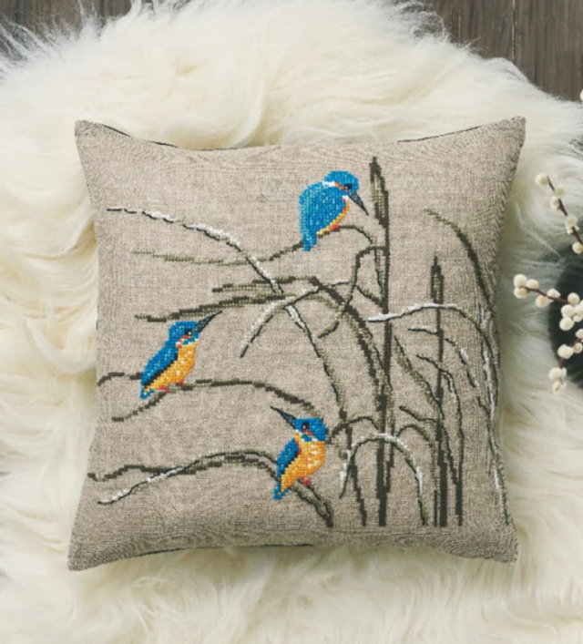 Stickkissen Eisvogel