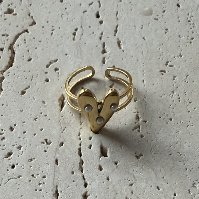 Ring hartje parel 