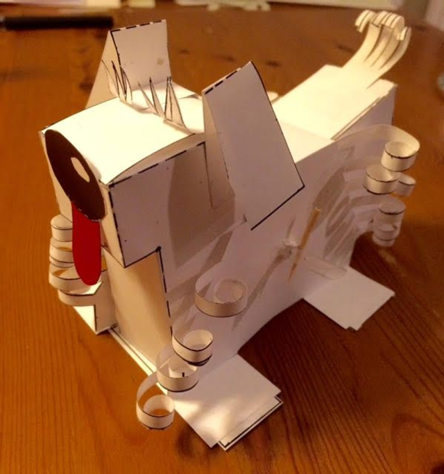 Dog automata - SELF ASSEMBLY. Sheet supplied ready to cut out and assemble. Incl P+P