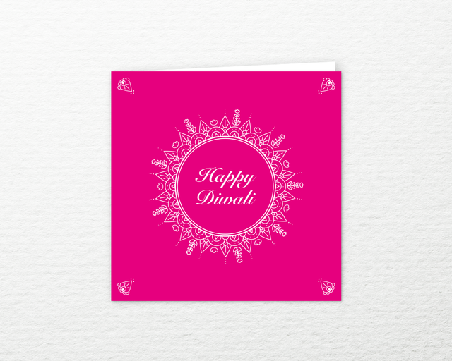 Diwali mandala pink greeting card