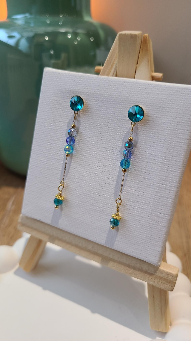 Boucles d’oreilles — NAÏA (bleu turquoise &amp; or)
