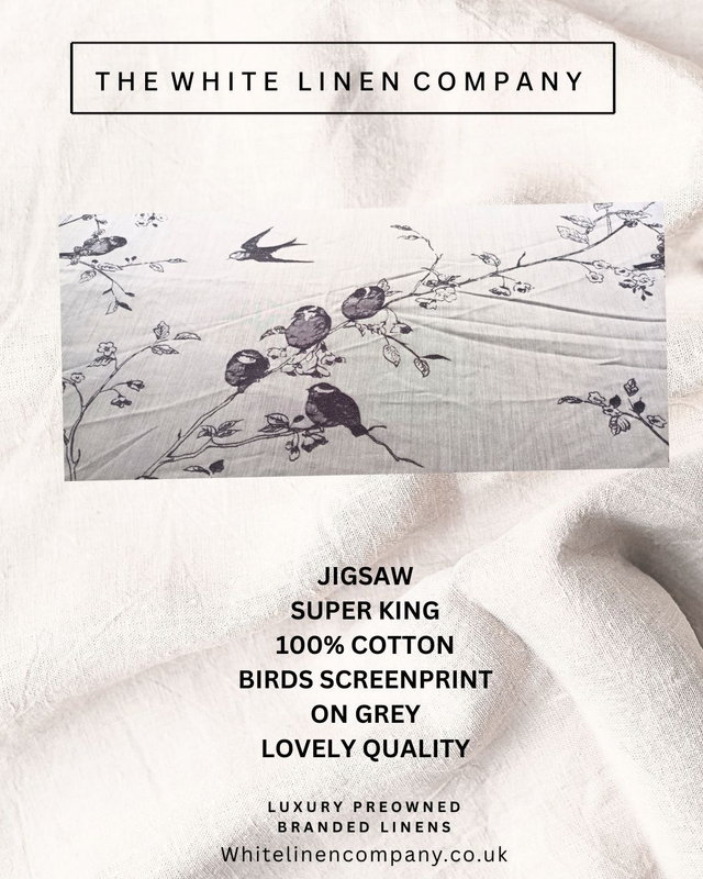 JIGSAW - SUPERKING 100% COTTON - Grey &amp; Black Bird Print + 3 PC
