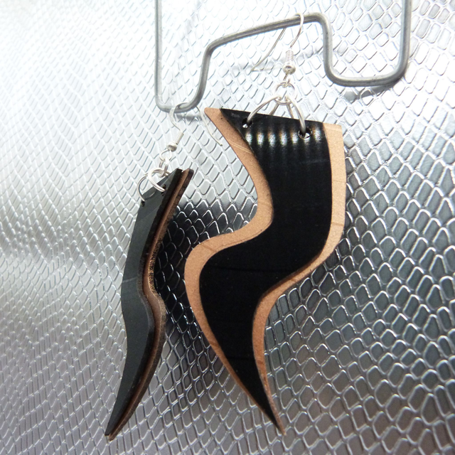 Boucle d&#039;oreille vinyle &quot;Chicane&quot; cuivré