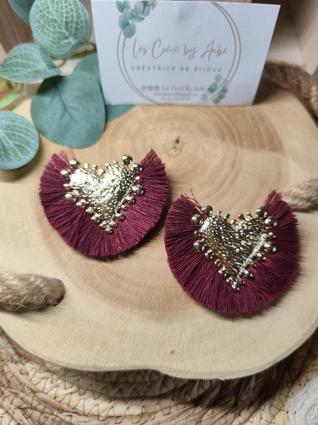 BO BOHEME COEUR GOLD / POMPONS BORDEAUX 0001064