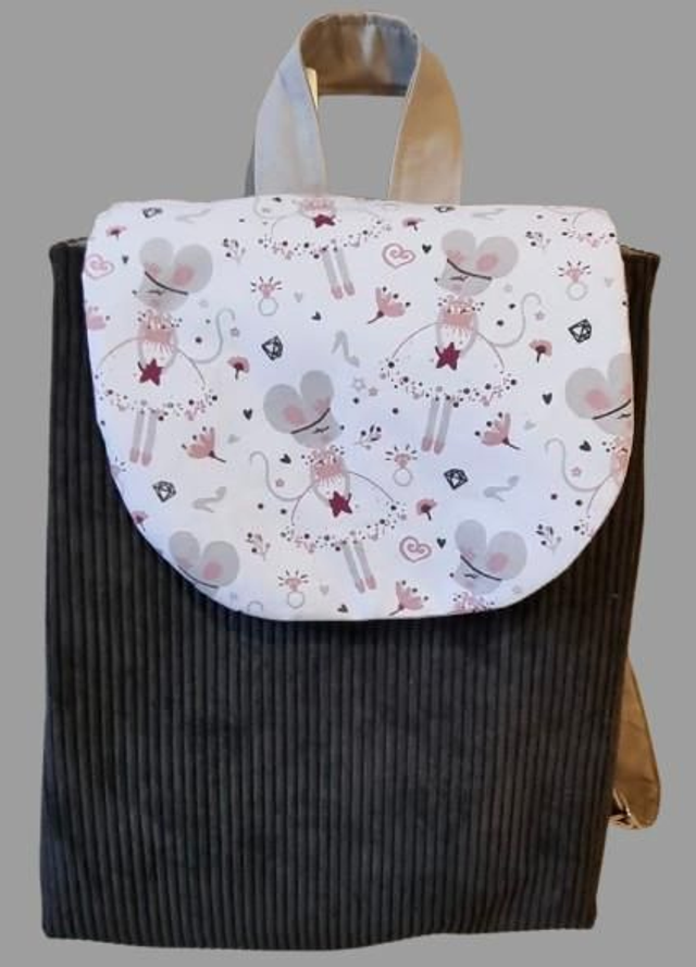 Sac à Dos personnalisable en velours côtelé et coton avec Bretelles Réglables