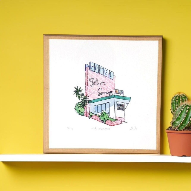 Silver Sands Motel, California Art Print – California Beach Vibes Pastel Decor