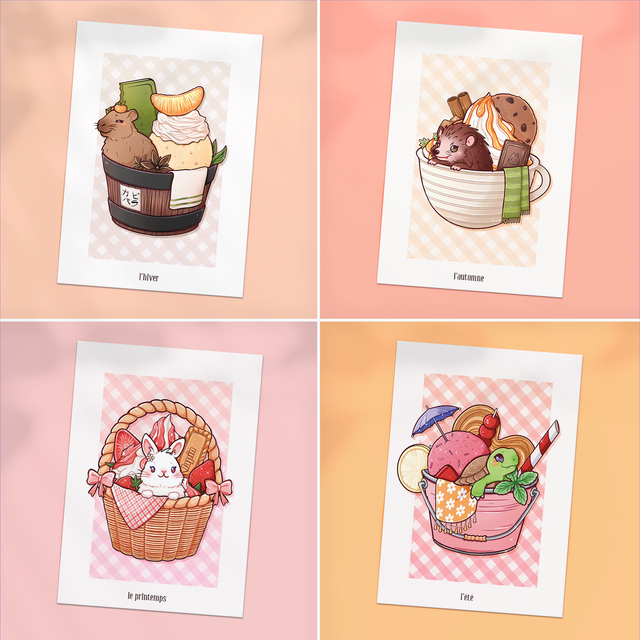 Cartes postales A6 QUATRE SAISONS