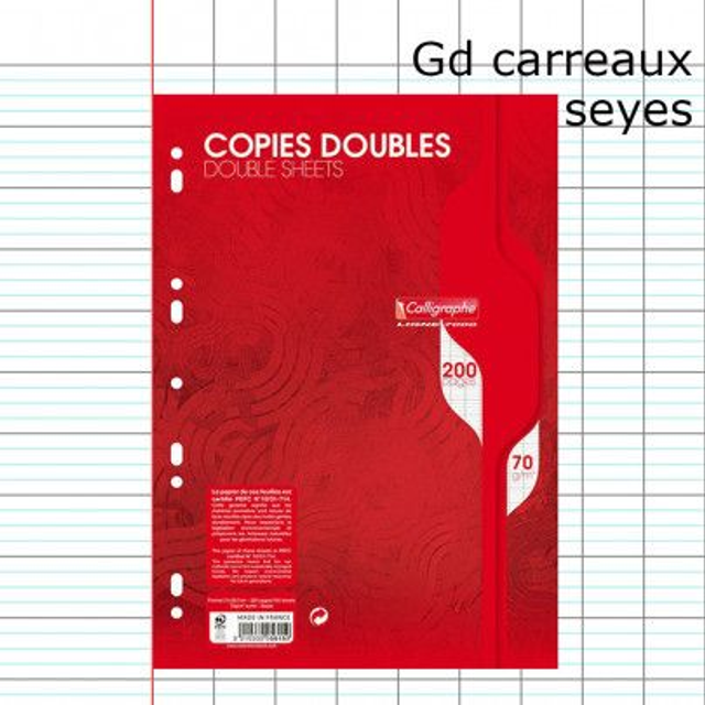 200P Copies doubles perforées CALLIGRAPHE A4 Seyès