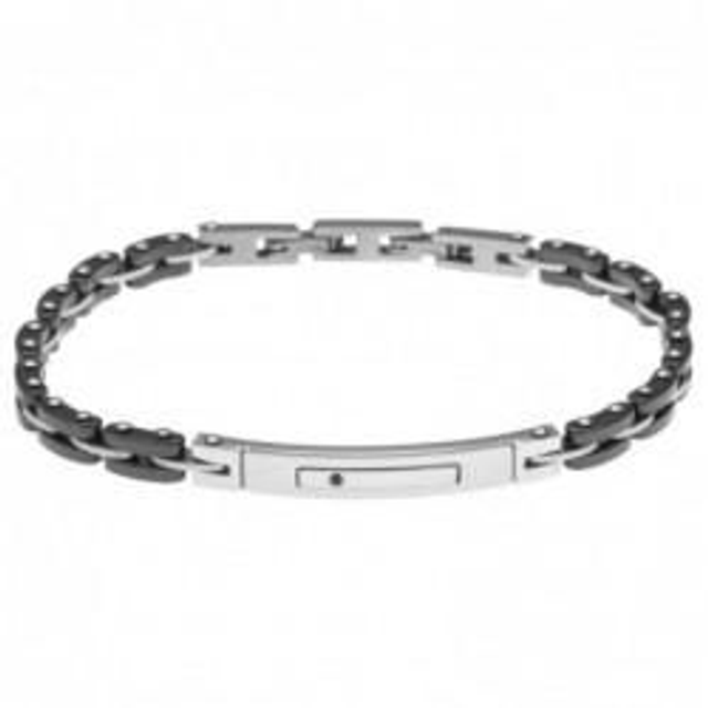 Bracciale uomo in acciaio e ceramica 