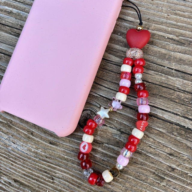 Grigri de téléphone Bonbon d’amour ♥️ Cœur rouge passion - Taille S