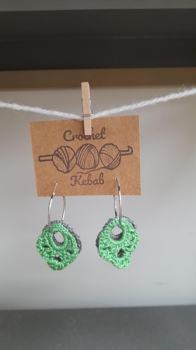 Faith on silver hoop- Green &amp; Grey