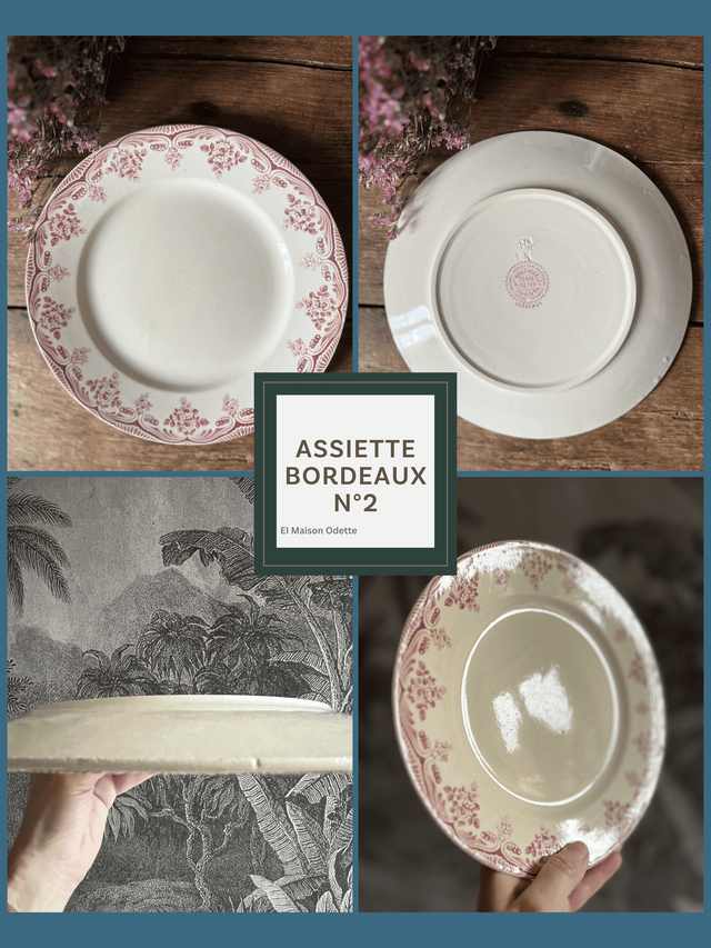 FAVORI - Suite de 6 assiettes plates dépareillées modèles Favori et Bordeaux - Terre de Fer