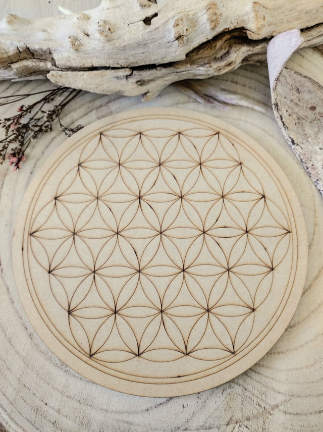 Plaque de rechargement bois Fleur de vie 20 cm