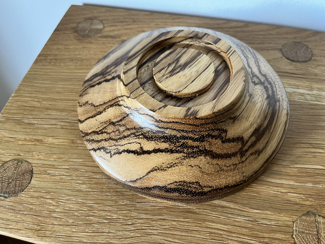 African bowl hand-turned from zebrano wood.