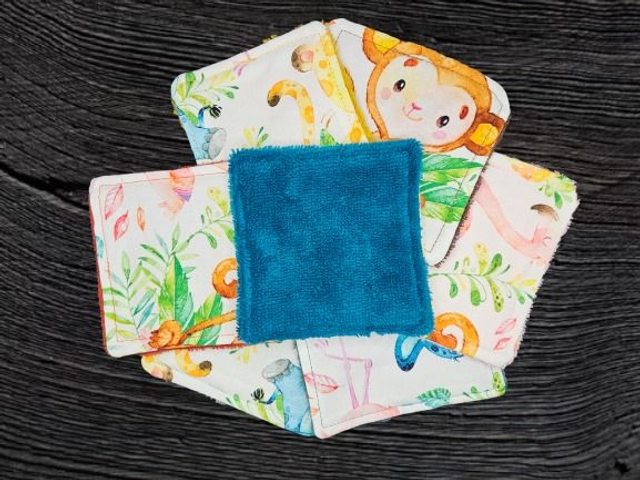 lot de 7 cotons lavables jungle multicolore