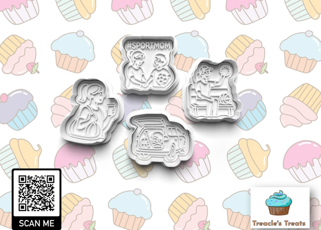 Sport mom Fondant/cookie stamps with cutters 