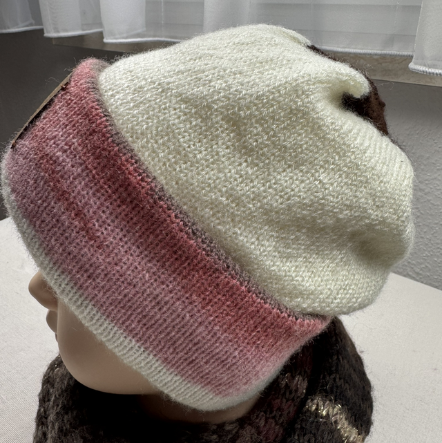Wendemütze gestrickt, warme Wollmütze für Damen 