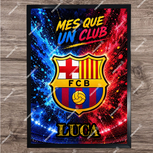 Affiche Poster FC Barça personnalisée avec Prénom - Cadeau unique pour supporter du FC Barcelone format A4 21x29,7cm (1)