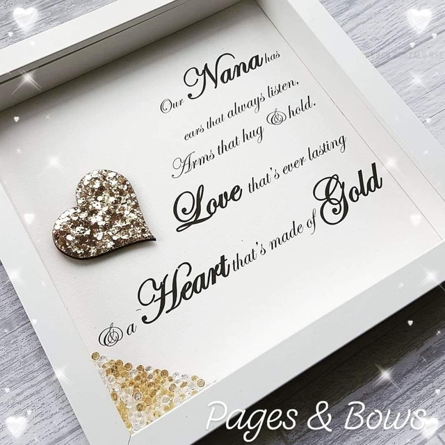 Nana personalised heart frame | Gift for Nan, Nanny, Grandma | Heart of gold