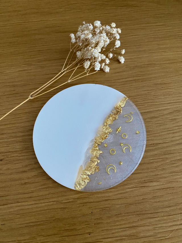 Sous verre rond - blanc céleste