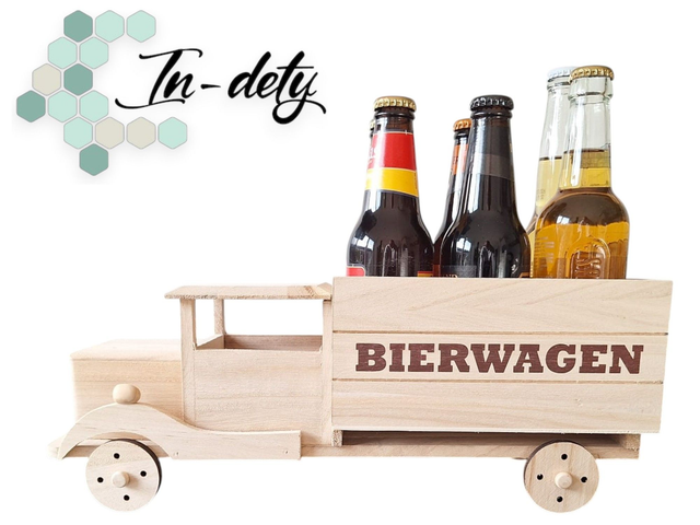 Houten Bierwagen – excl. flesjes, ruimte voor 6 stuks