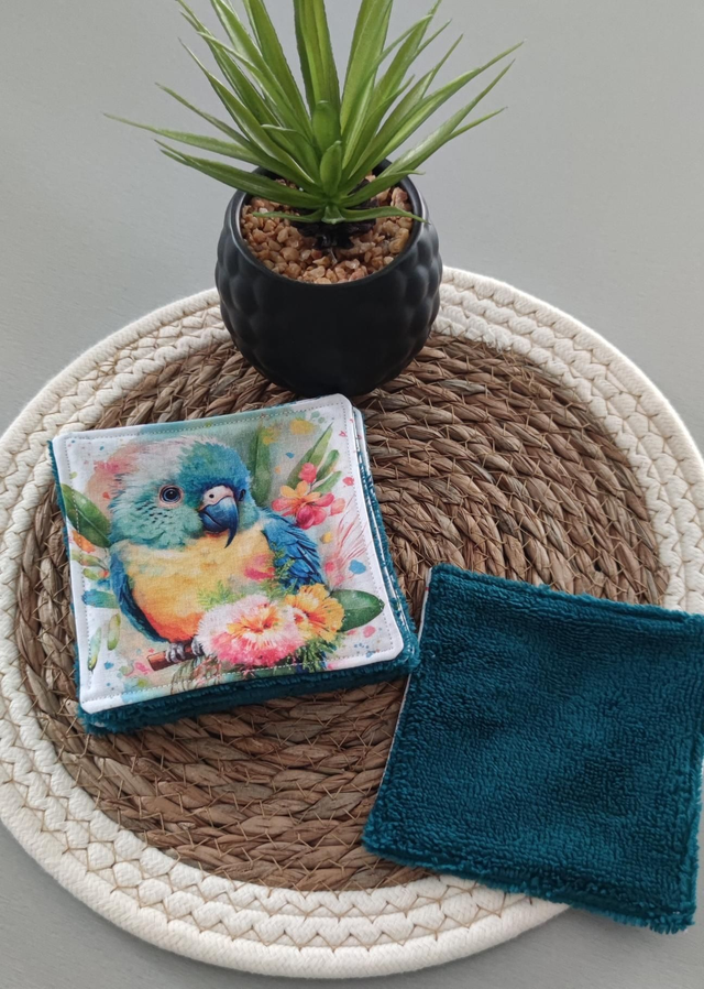 Lingettes lavables x8 perroquet 