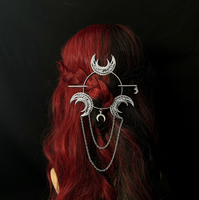 Triple moon hair stick barette