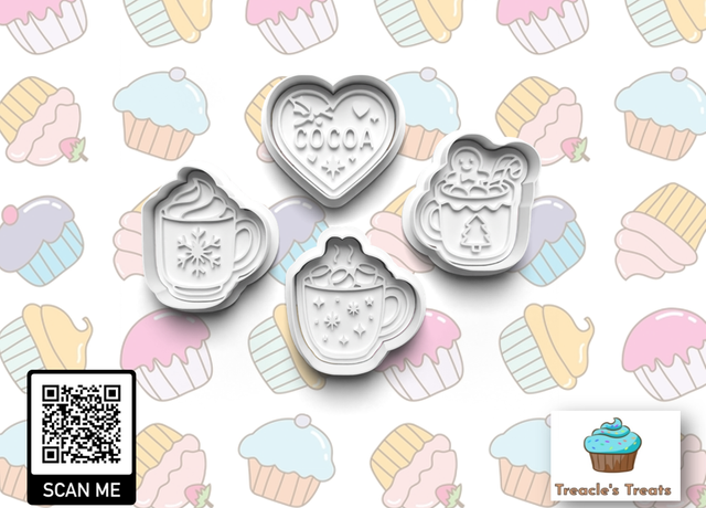 Hot Chocolate Fondant/cookie stamps with cutters