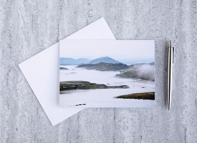 Misty Morning Over Loch Ceann Hulabhaig Blank Card
