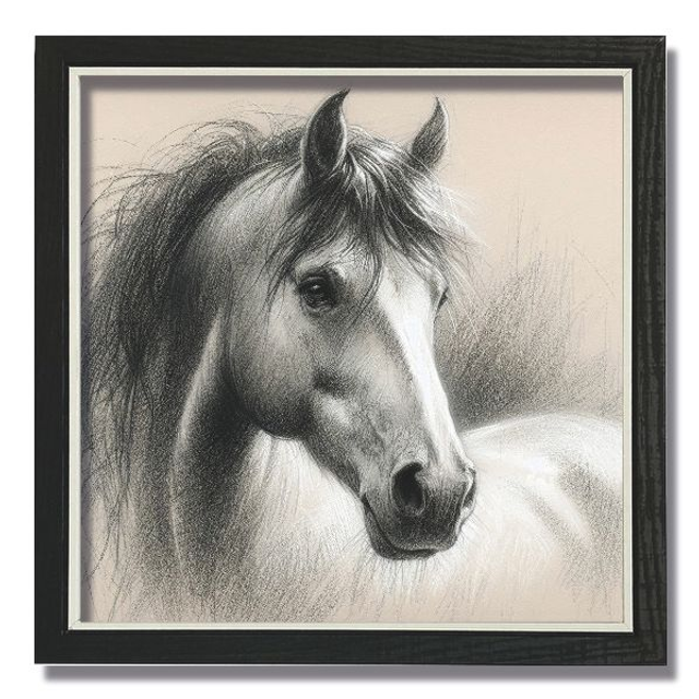 Artistic print of horse in square frame (H07)