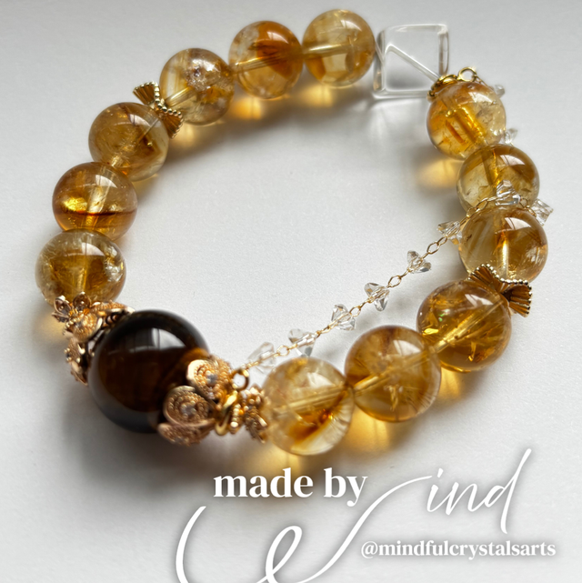 Made by Wind Series: 12mm Citrine Beads × Tiger’s Eye Bracelet