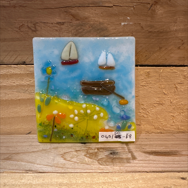 Fused Glass Seaside Scene