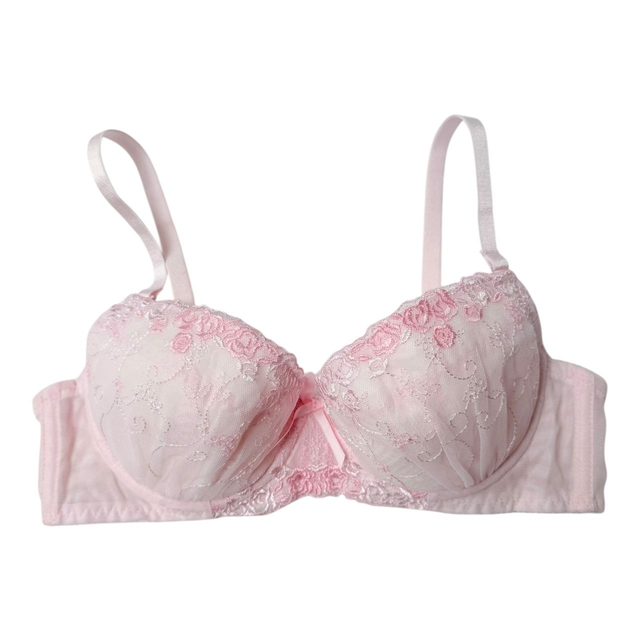 Light pink rose embroidered Japanese Bra UK 32B  