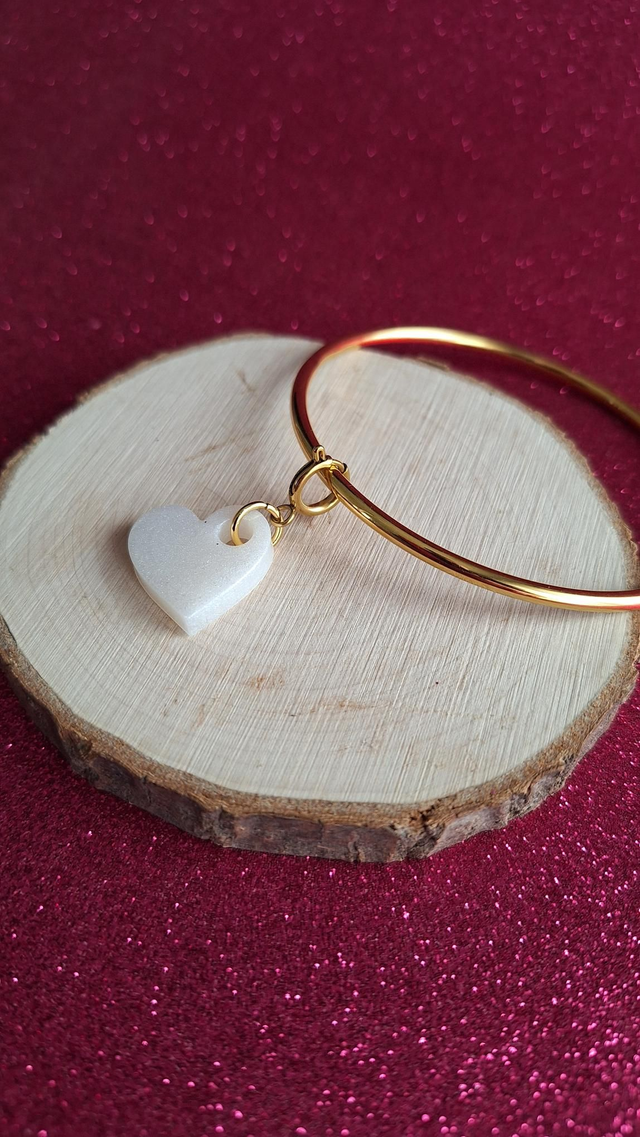 Jonc doré 68mm cœur amovible blanc