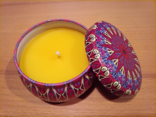 Große dekorative Blechdosenkerze, Design 5