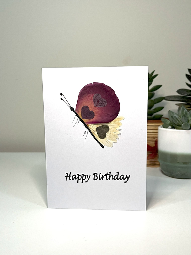 Pressed Flower Butterfly Card