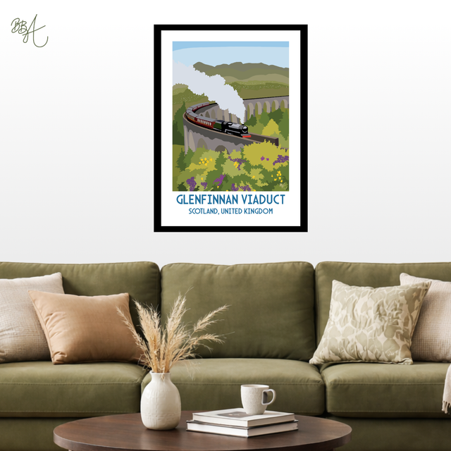 Glenfinnan Viaduct, Scotland, Travel Poster Print ā Vintage Style Wall Art