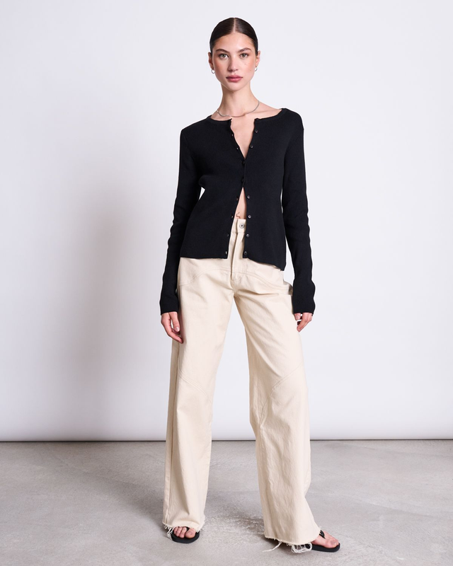 JAN 'N JUNE CREWNECK CARDIGAN GLIMT BLACK GOTS
