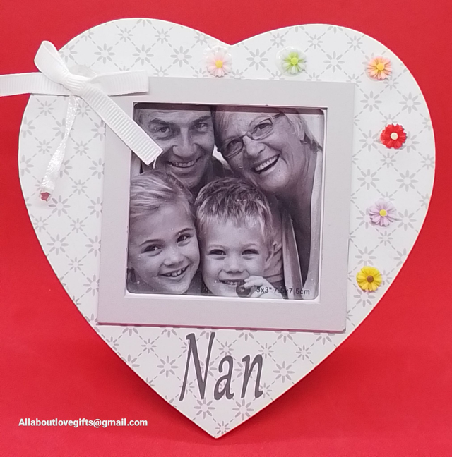 Nan Heart Photo Frame Hand Decorated.