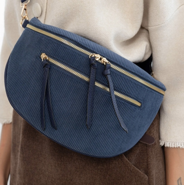 Sacoche en velour bleu