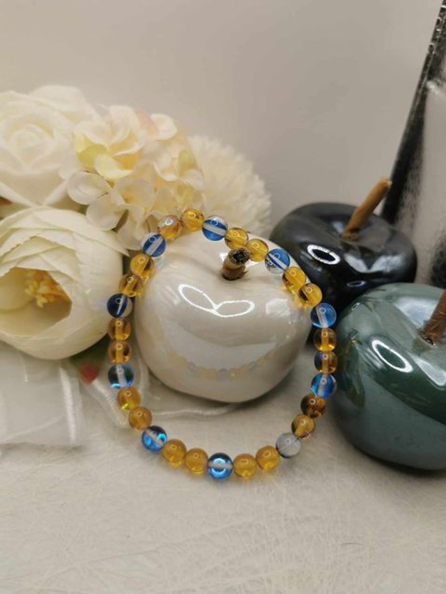 Bracelet Éclat Mystique en Quartz Titane et Quartz Aura – Perles de 6 mm sur Élastique