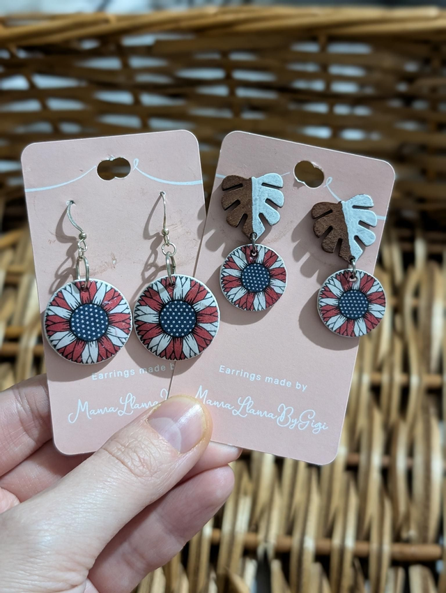 Decoupage flower earrings 