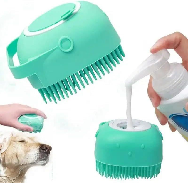 Silicone Dog Shampoo Brush with Soap Dispenser