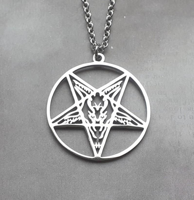 Steel Baphomet Pentagram Necklace 