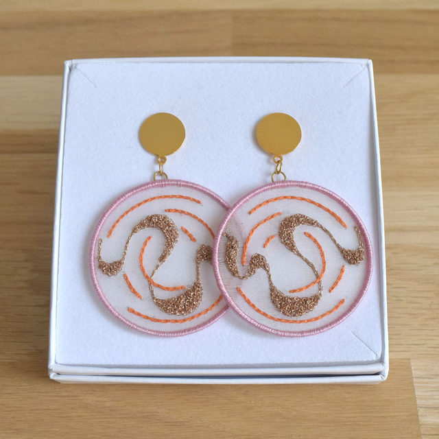 Collection FLOW - Boucles d’oreilles - Rose pâle/ Orange