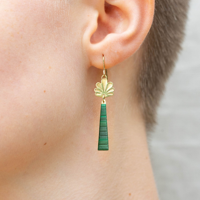 Boucles d'oreilles Calyx - Doré, vert