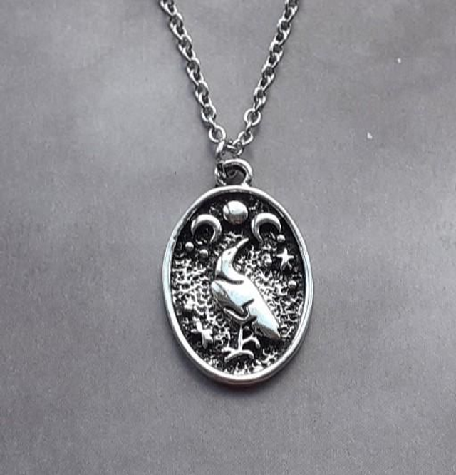 Raven and Moon Phase Necklace 